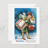 Altmodisches Weihnachten, Dame Feiertagspostkarte (Vorne/Hinten)