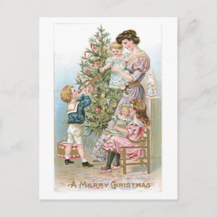 Altmodisches Weihnachten, Familie Feiertagspostkarte