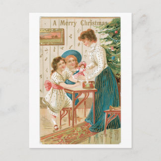 Altmodisches Weihnachten, Familie Feiertagspostkarte