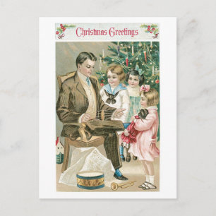 Altmodisches Weihnachten, Familie Feiertagspostkarte