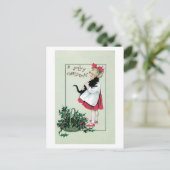 Altmodisches Weihnachten, Mädchen, das schwarze Feiertagspostkarte (Stehend Vorderseite)