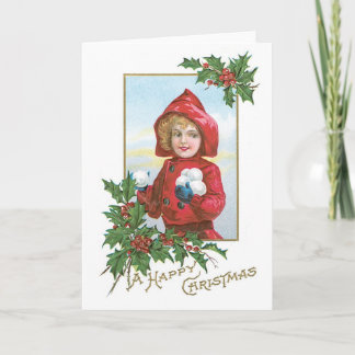Altmodisches Weihnachten, Mädchen Feiertagskarte