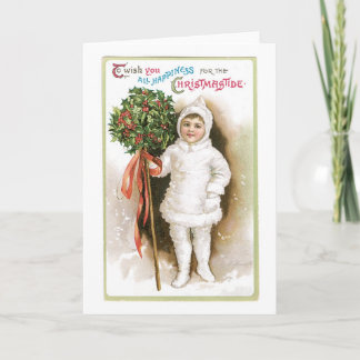 Altmodisches Weihnachten, Mädchen Feiertagskarte