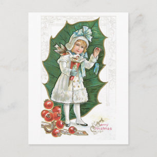 Altmodisches Weihnachten, Mädchen Feiertagspostkarte