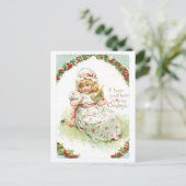 Altmodisches Weihnachten, Mädchen Feiertagspostkarte (Stehend Vorderseite)