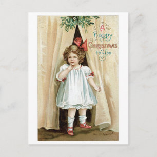 Altmodisches Weihnachten, Mädchen Feiertagspostkarte