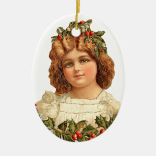 Altmodisches Weihnachten, Mädchen Keramikornament