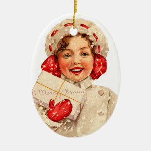 Altmodisches Weihnachten, Mädchen Keramikornament