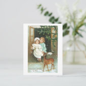 Altmodisches Weihnachten, Rotwild Feiertagspostkarte (Stehend Vorderseite)