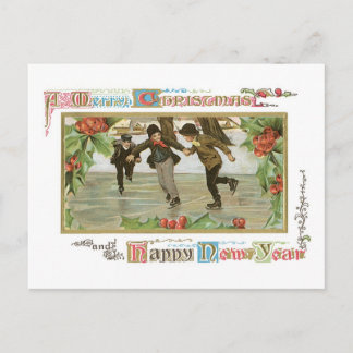 Altmodisches Weihnachten, Skateneisbahn Feiertagspostkarte