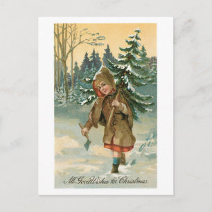 Altmodisches Weihnachten, Weihnachtsbaum Feiertagspostkarte