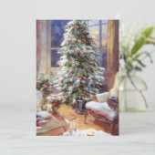 Altmodisches Weihnachtsbaumbudget Feiertagskarte (Stehend Vorderseite)