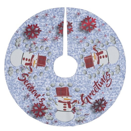 Alto Cheerful Snowman Polyester Weihnachtsbaumdecke (Vorderseite)