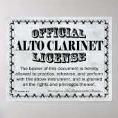 Alto Clarinet License Poster (Vorne)