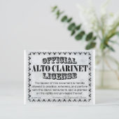 Alto Clarinet License Postkarte (Stehend Vorderseite)