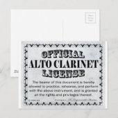 Alto Clarinet License Postkarte (Vorne/Hinten)