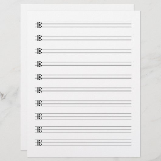 Alto Clef Viola Music Manuscript Paper Staff Stave Briefbogen (Vorne/Hinten)