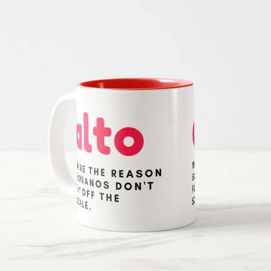 Alto-Geschenk-Tasse, lustiges Alto-Geschenk, Chorg Zweifarbige Tasse (Vorderseite Links)