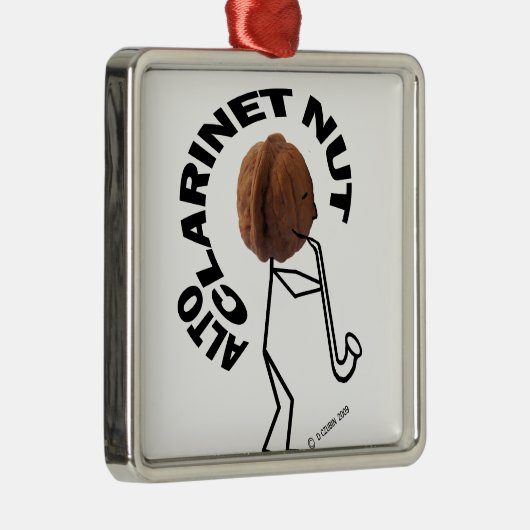 Alto Klarinette Nut! Silbernes Ornament (Rechts)