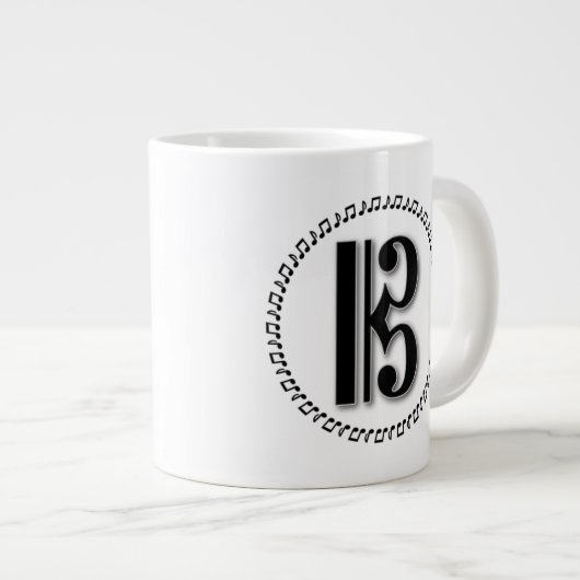 Alto oder Tenor Clef Musiknote Design C Clef Jumbo-Tasse (Vorderseite Rechts)