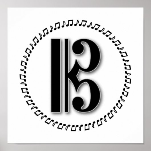 Alto oder Tenor Clef Musiknote Design C Clef Poster (Vorne)