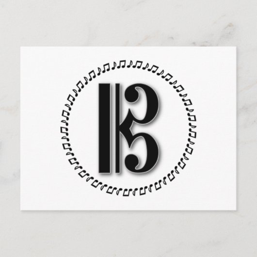Alto oder Tenor Clef Musiknote Design C Clef Postkarte (Vorderseite)