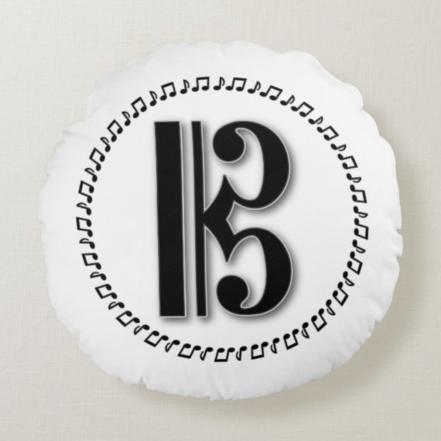 Alto oder Tenor Clef Musiknote Design C Clef Rundes Kissen (Vorderseite)