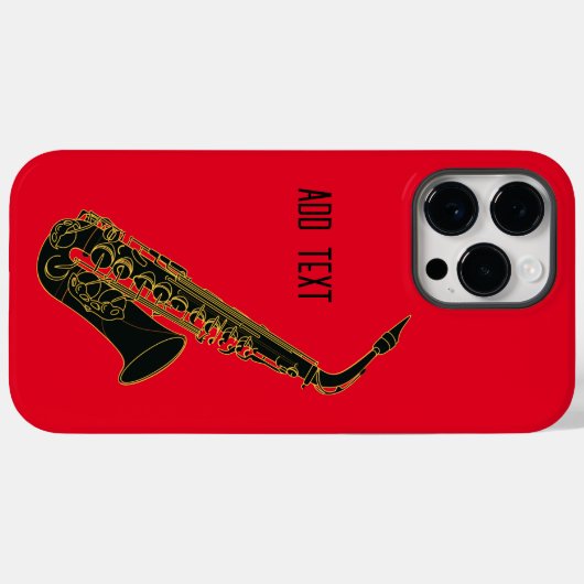 Alto Saxophon on on Red Personalizable Case-Mate iPhone Hülle (Rückseite (Horizontal))