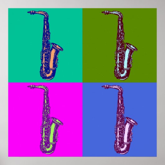 Alto Saxophon Pop Art Poster (Vorne)
