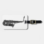 Alto Saxophone Gestalteter Word Art Schwarzer Text Gepäckanhänger (Vorderseite horizontal)