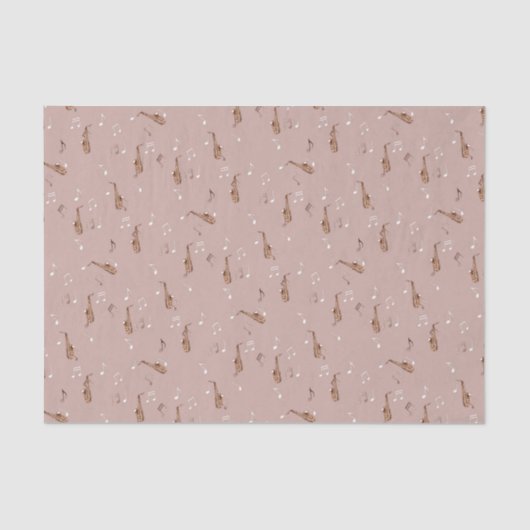 Alto Saxophone Pattern on Light Rose Pink Seidenpapier (Vorderseite)