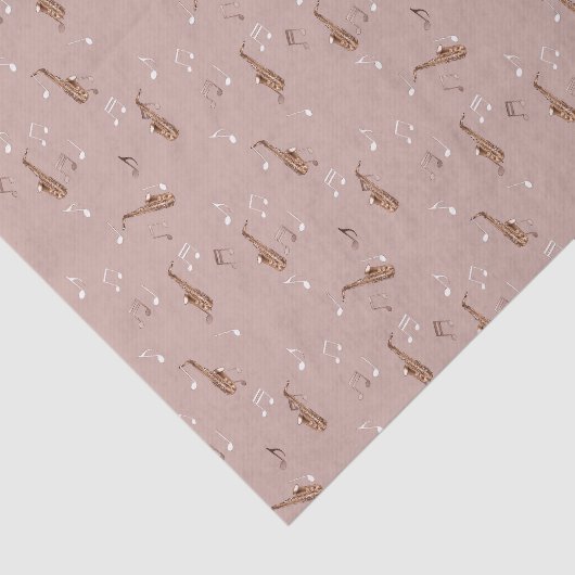 Alto Saxophone Pattern on Light Rose Pink Seidenpapier (Ausschnitt)