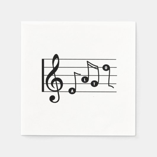 Alto Singer Musical Cocktail Napkin Serviette (Vorderseite)