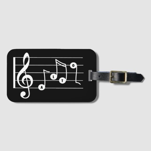 Alto Singer Musical Luggage Tag (Schwarz) Gepäckanhänger (Vorderseite (Horizontal))