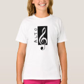 Alto Singer Treble Clef (Schwarz und Weiß) T-Shirt (Vorderseite)