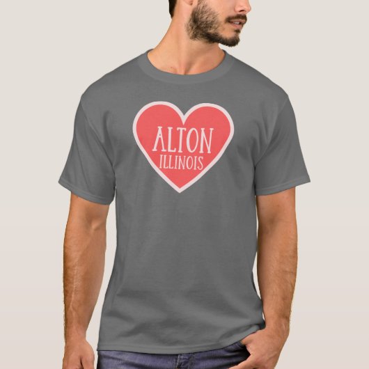 Alton Illinois Niedlich Heart Oversified T-Shirt (Vorderseite)