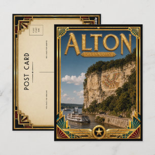 Alton Illinois Vintage Art Deco Golden Age Postkarte