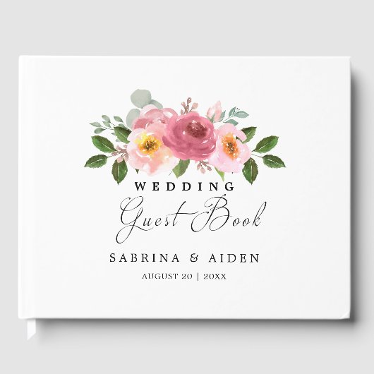 Altrosa | Blush Pink Floral Wedding Gästebuch (Vorderseite)