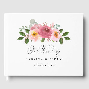 Altrosa Blush Pink Floral Wedding Gästebuch
