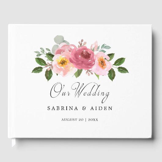 Altrosa | Blush Pink Floral Wedding Gästebuch (Vorderseite)