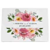 Altrosa | Blush Pink Floral Wedding Große Geschenktüte (Vorderseite)