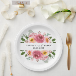 Altrosa | Blush Pink Floral Wedding Pappteller