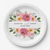 Altrosa | Blush Pink Floral Wedding Pappteller (Vorderseite)