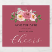 Altrosa | Blush Pink Floral Wedding Schaumweinetikett (Einzelnes Label)