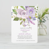 Altrosa | Chic Lavender Floral Wedding Bridal Brun Einladung (Stehend Vorderseite)