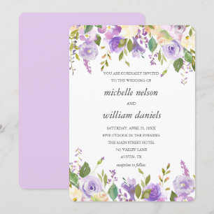 Altrosa   Chic Lavender Watercolor Floral Wedding Einladung