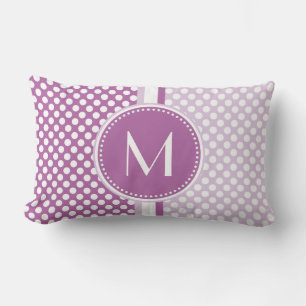 Altrosa Lavender Polka Dots Monogram Lendenkissen