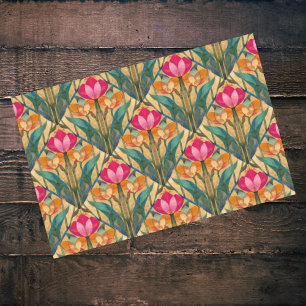 Altrosa orange Tulpe Diagonales Muster Seidenpapier