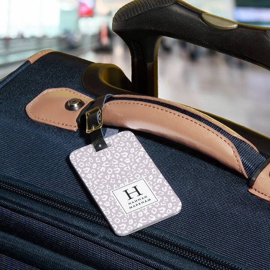 Altrosa | Pastell Leopard Print Monogram Gepäckanhänger