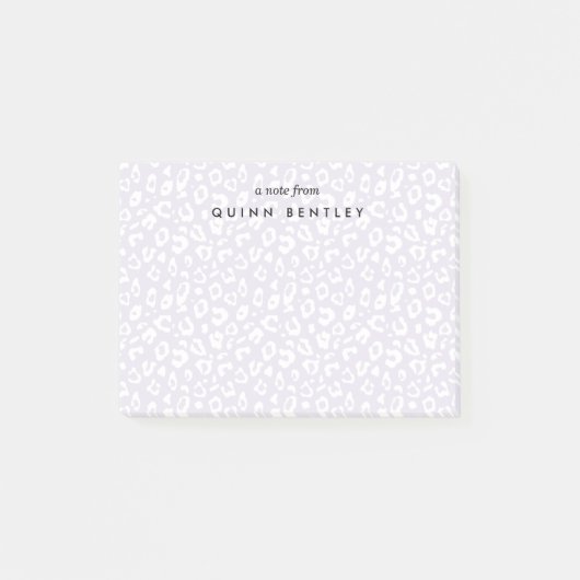 Altrosa | Pastell Leopard Print Personalisiert Post-it Klebezettel (Vorderseite)